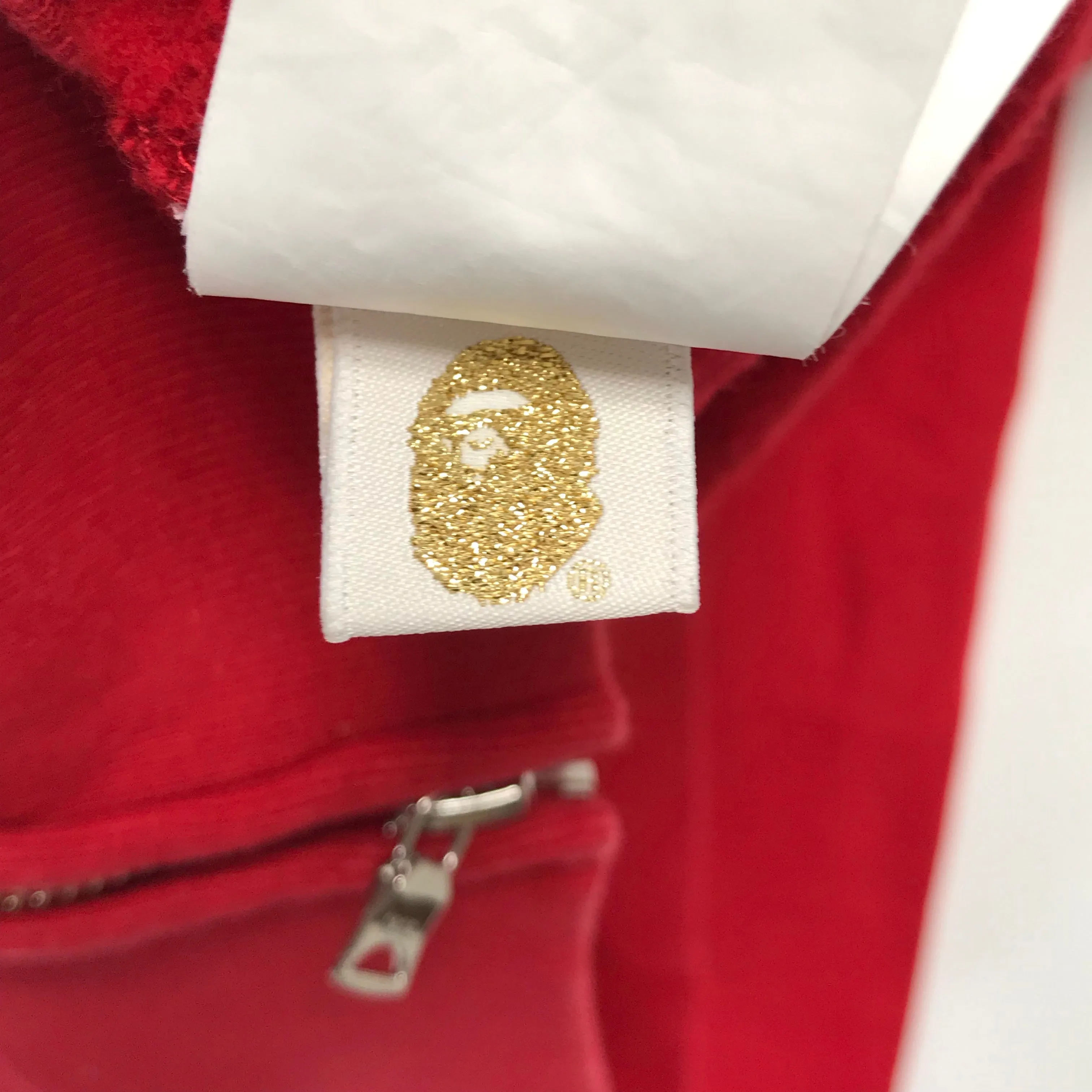[M] A Bathing Ape Bape Full Zip Panda Hoodie Red