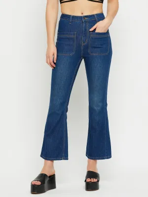 Madame Ankle Length Navy Blue Bootcut Jeans