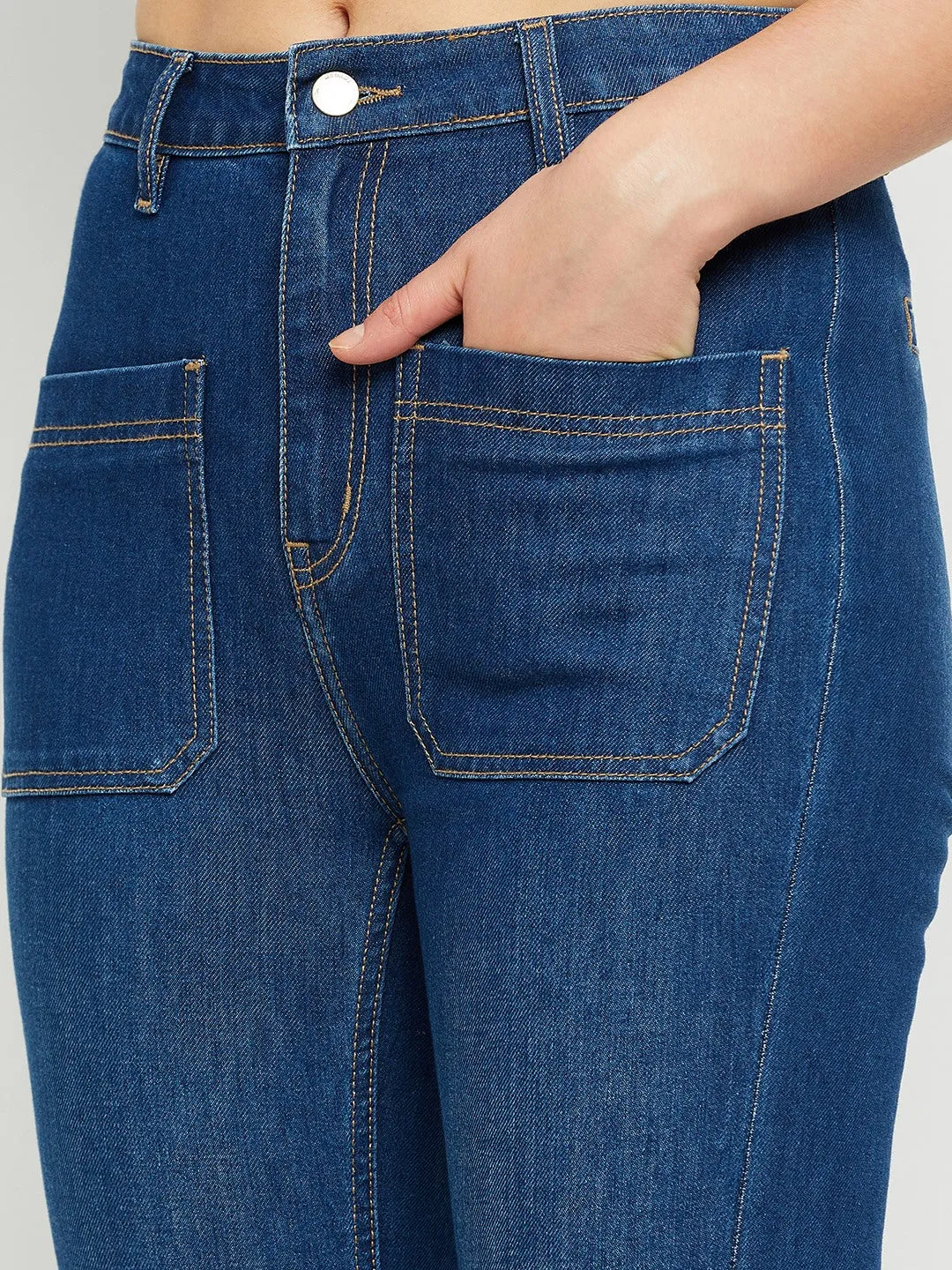 Madame Ankle Length Navy Blue Bootcut Jeans