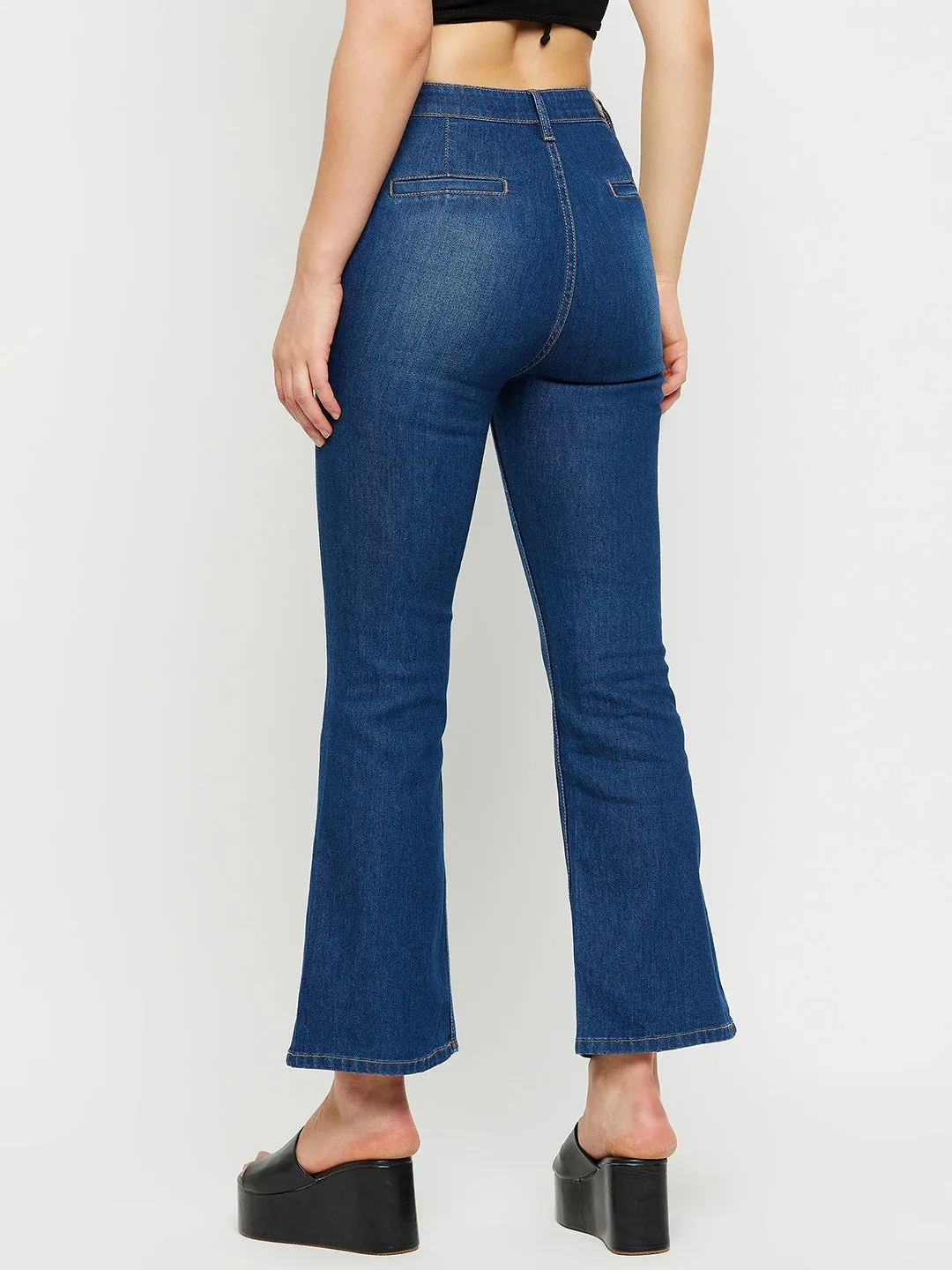 Madame Ankle Length Navy Blue Bootcut Jeans