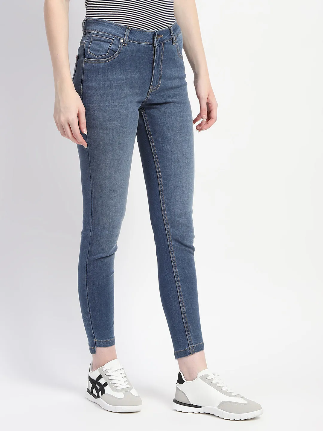 Madame Skinny Fit Stone Wash Navy Blue Jeans