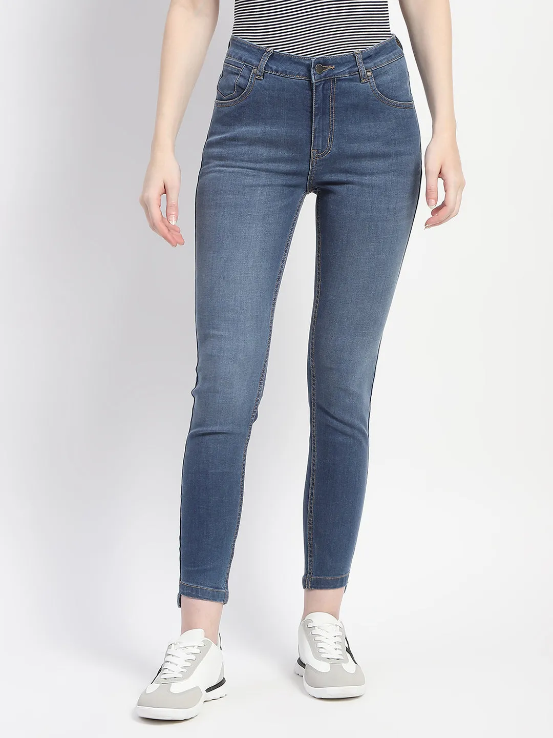 Madame Skinny Fit Stone Wash Navy Blue Jeans