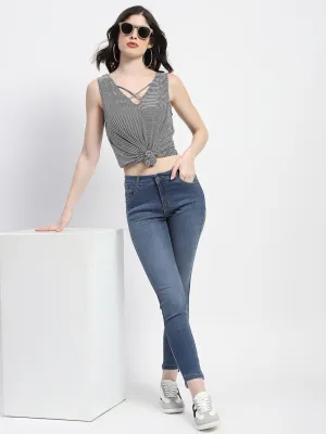 Madame Skinny Fit Stone Wash Navy Blue Jeans