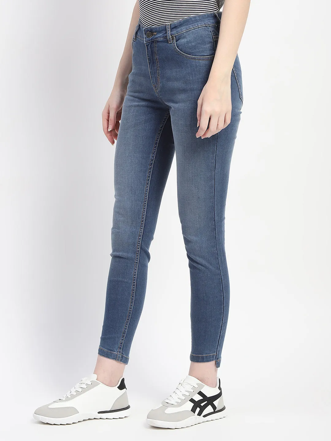 Madame Skinny Fit Stone Wash Navy Blue Jeans