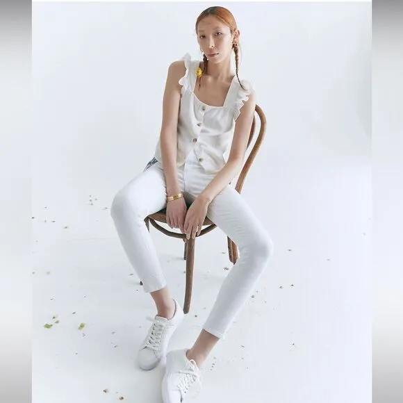Madewell NWT 9&quot; Mid Rise Skinny Crop Jeans in Pure White Size 25