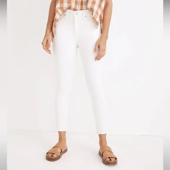 Madewell NWT 9&quot; Mid Rise Skinny Crop Jeans in Pure White Size 25