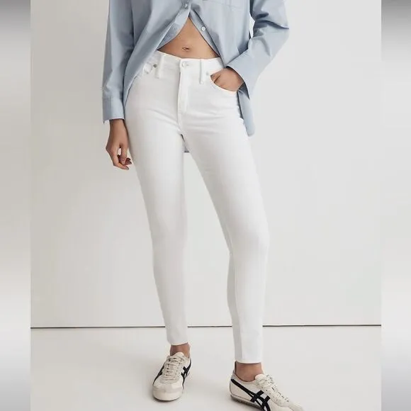 Madewell NWT 9&quot; Mid Rise Skinny Crop Jeans in Pure White Size 25