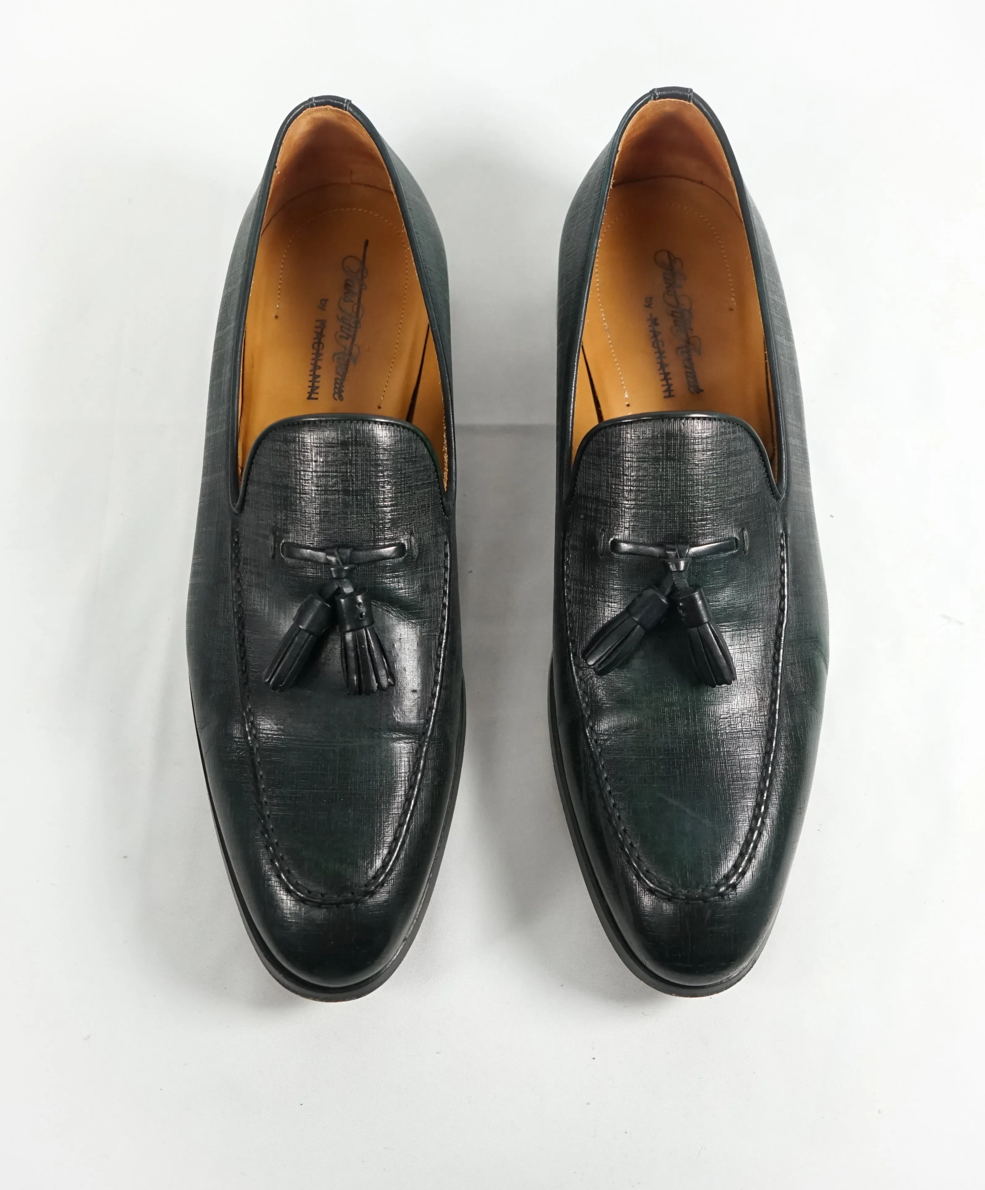 MAGNANNI For SAKS FIFTH AVENUE- Green Saffiano Tassel Loafers - 10