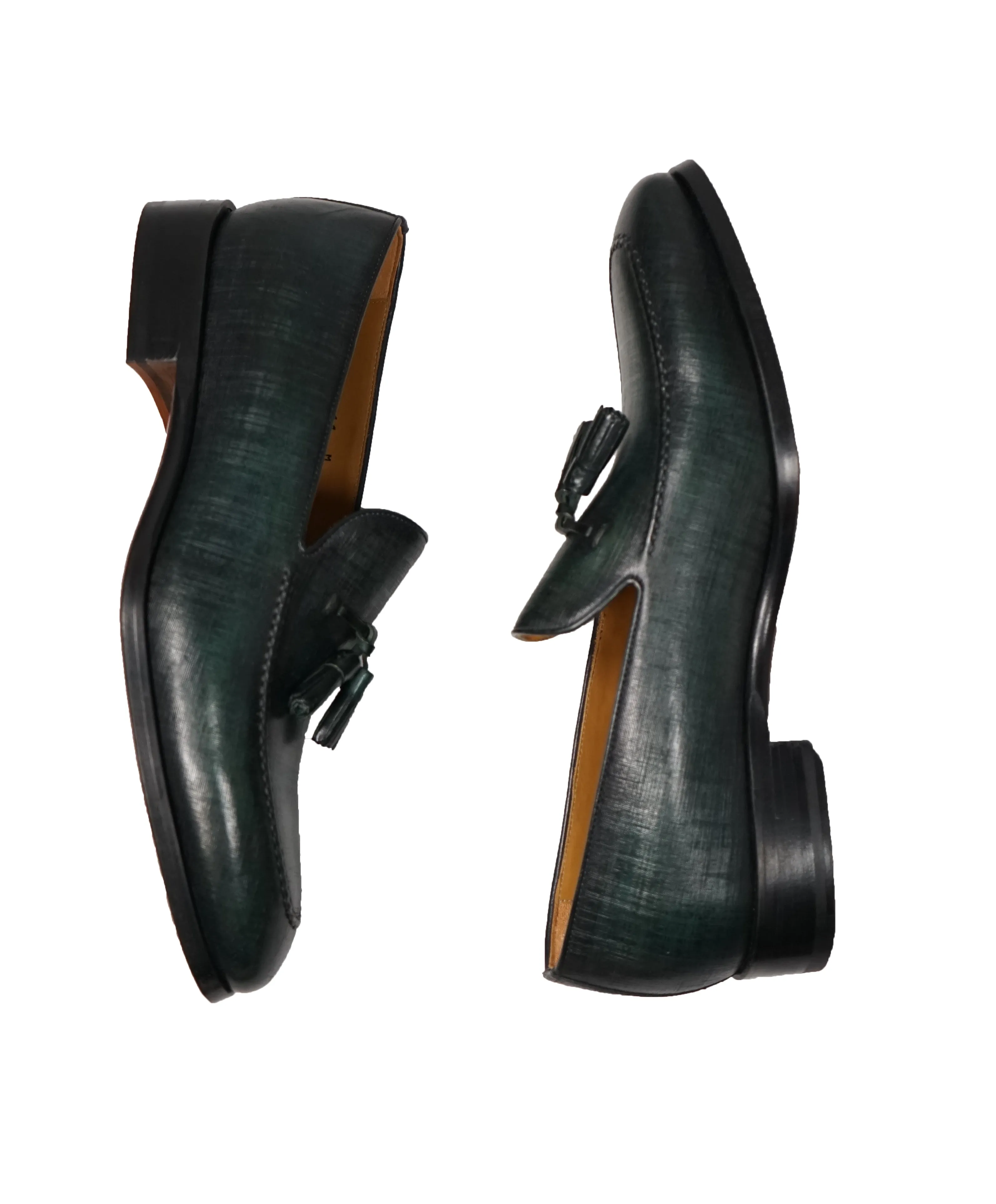 MAGNANNI For SAKS FIFTH AVENUE- Green Saffiano Tassel Loafers - 11