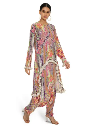 Maisha African Print Crepe High Low Top With Low Crotch Pants