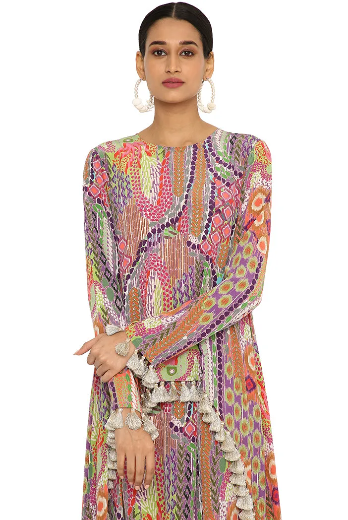 Maisha African Print Crepe High Low Top With Low Crotch Pants