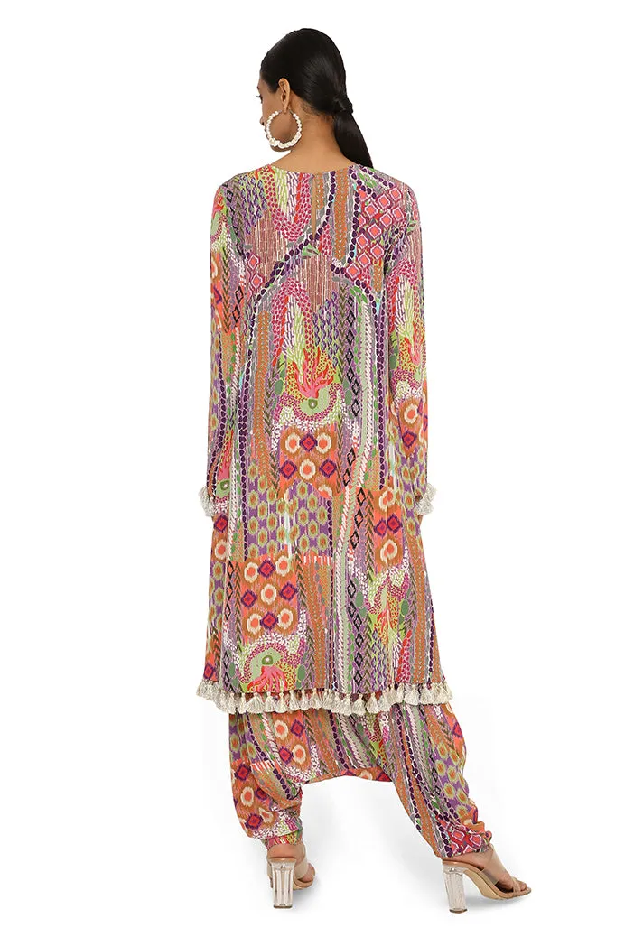 Maisha African Print Crepe High Low Top With Low Crotch Pants