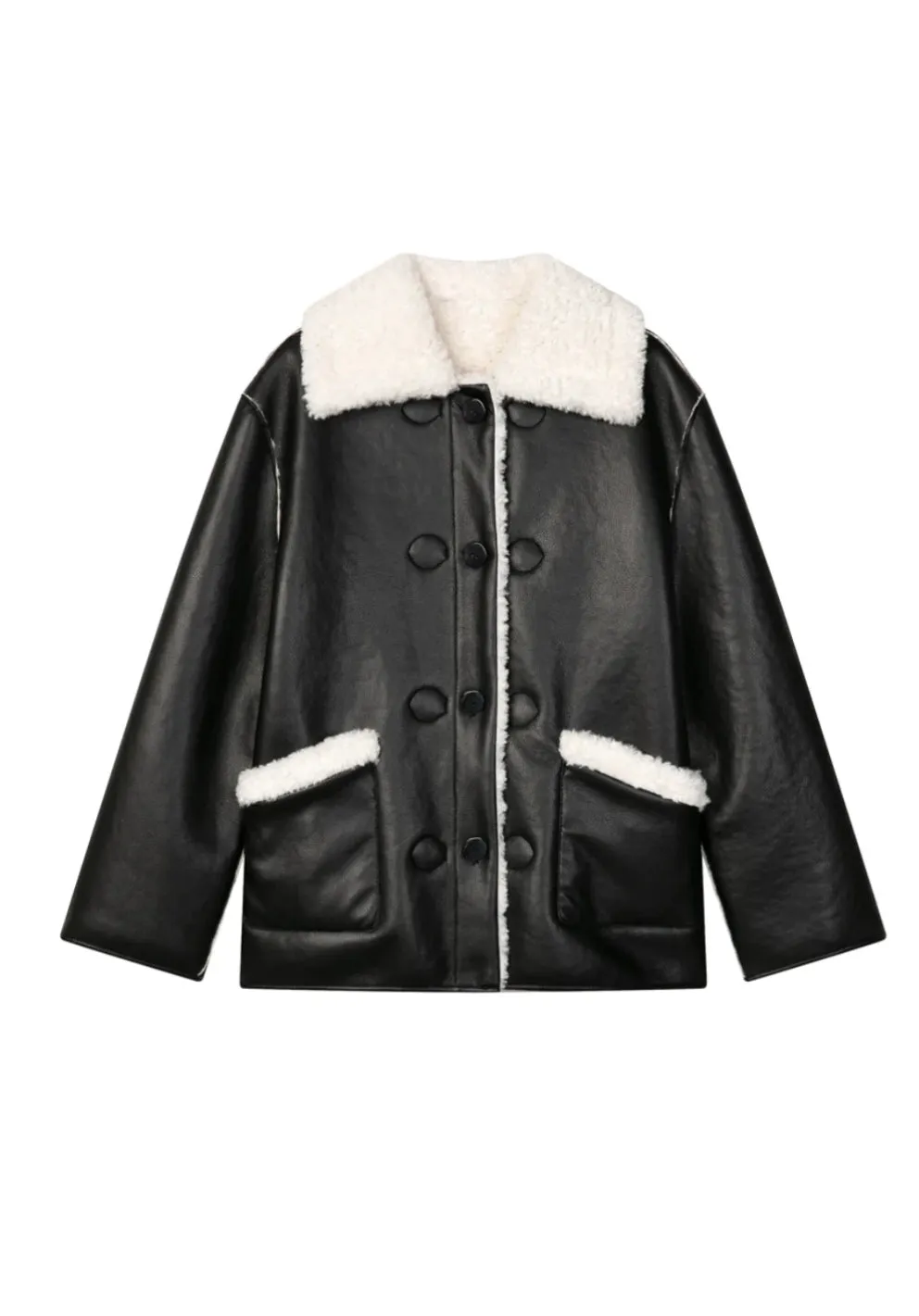 Marron Reversible Jacket - Faux Teddy Fur & Leather