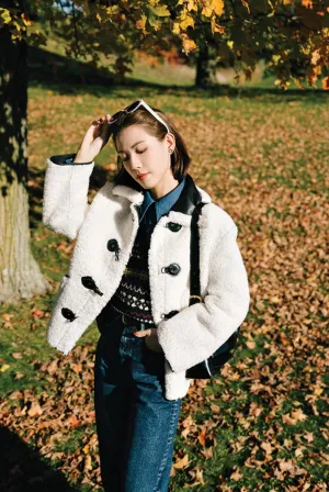 Marron Reversible Jacket - Faux Teddy Fur & Leather