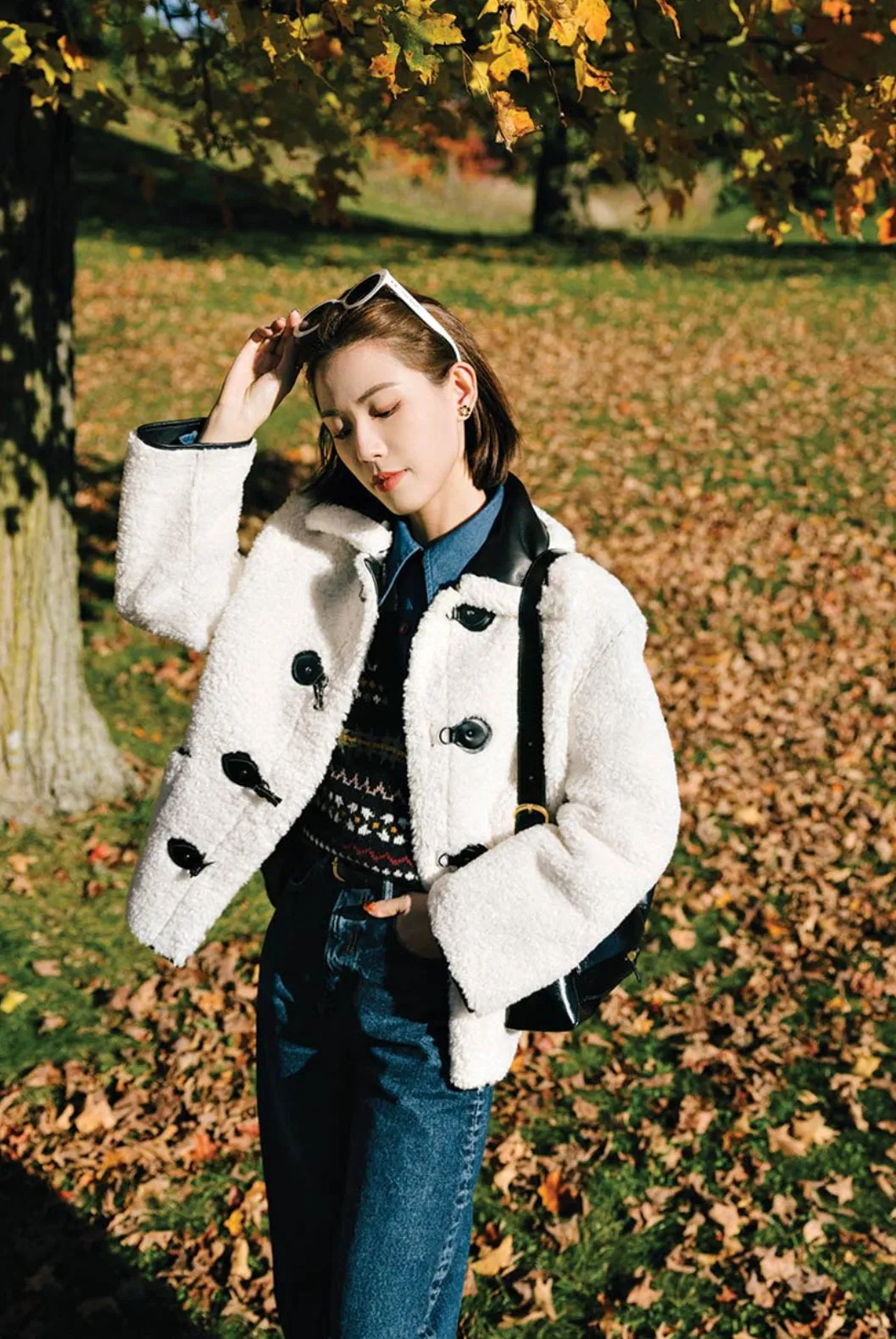 Marron Reversible Jacket - Faux Teddy Fur & Leather