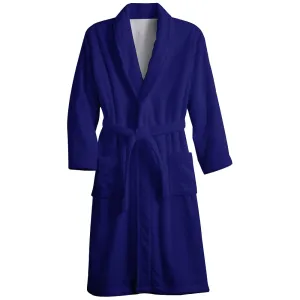Mens Belt Dark Blue Solid Color Fleece Lounge Robe