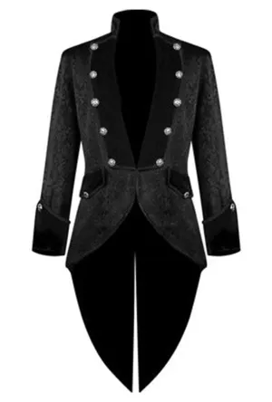 Men's Black Jacquard Regency Style Tail Coat