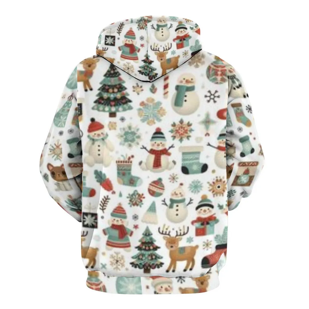 Mens Christmas Festival Graphic Pullover With Kangaroo Pocket Hoodies