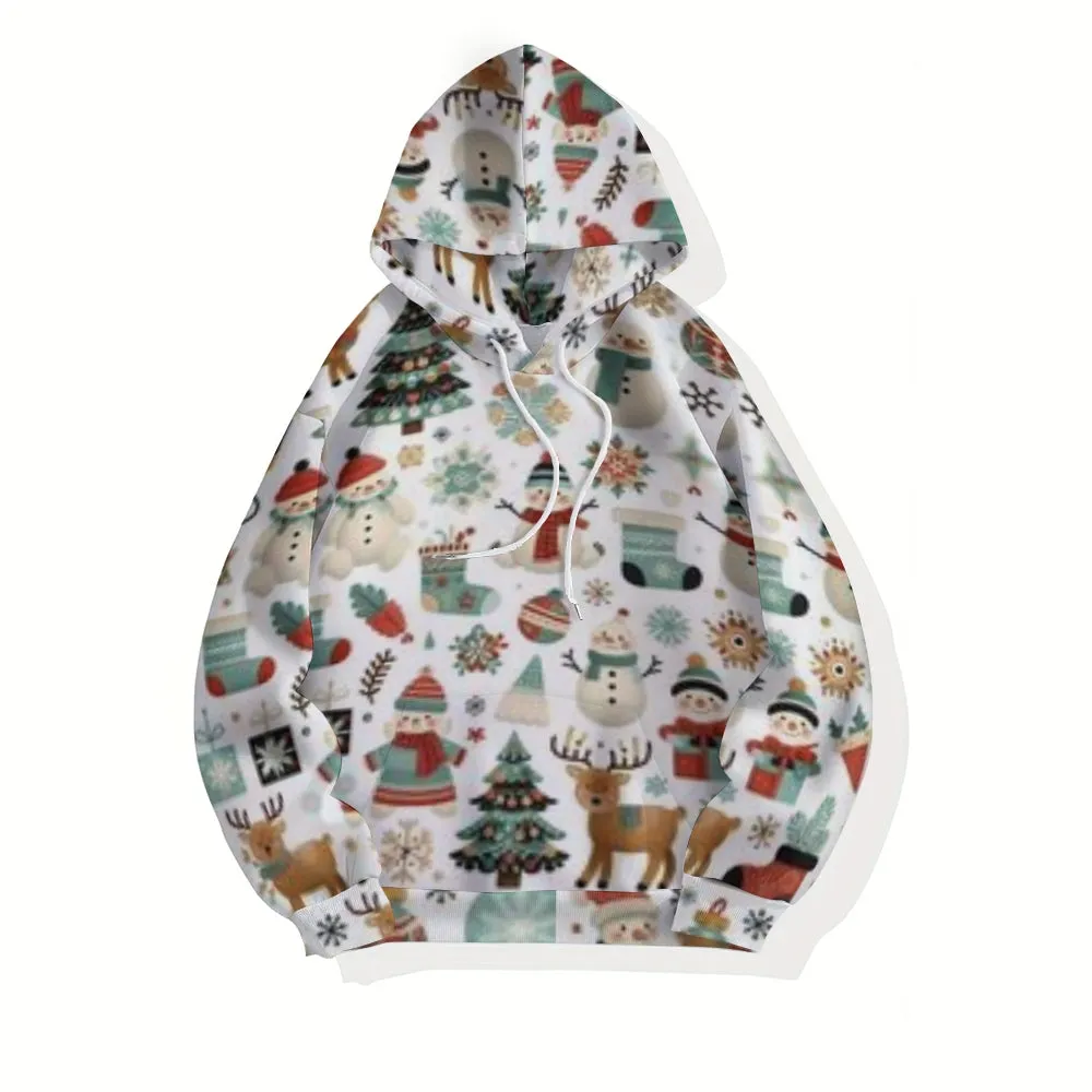 Mens Christmas Festival Graphic Pullover With Kangaroo Pocket Hoodies