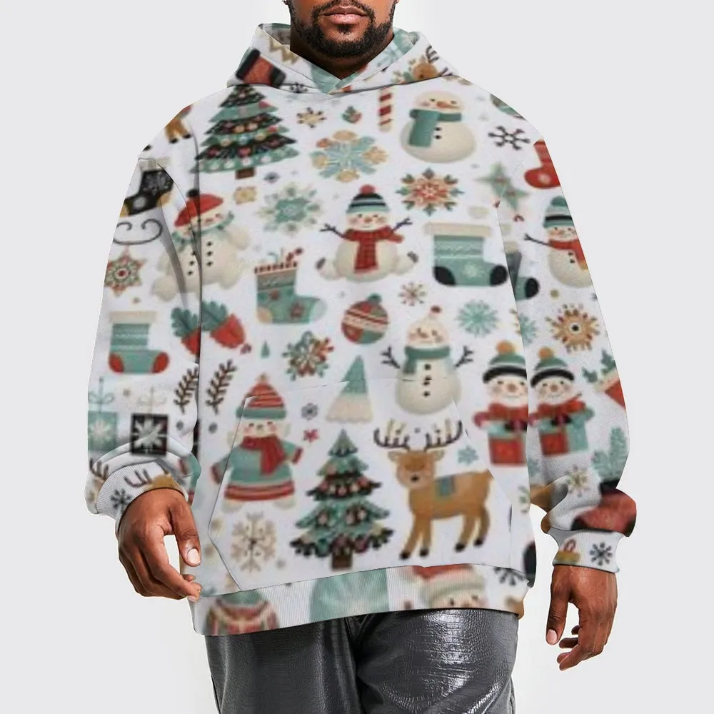 Mens Christmas Festival Graphic Pullover With Kangaroo Pocket Hoodies