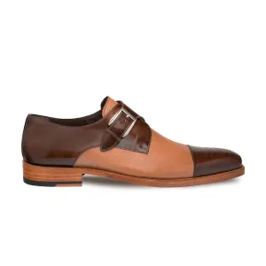 Mens Mezlan Phoenix Monk Strap Deerskin Cap Toe Dress Shoe in Camel