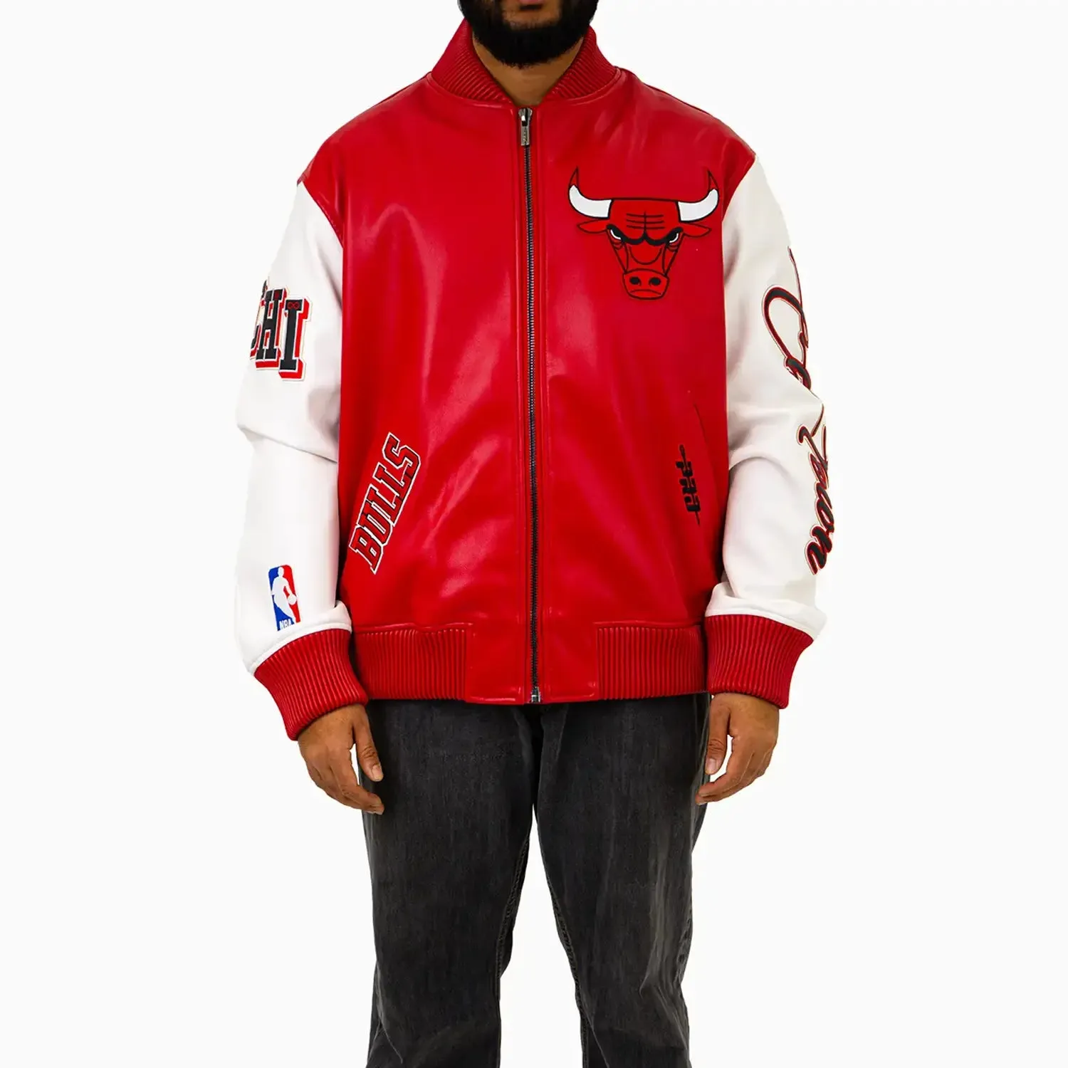 Men's NBA Chicago Bulls City Signatures Leather Varsity Jacket