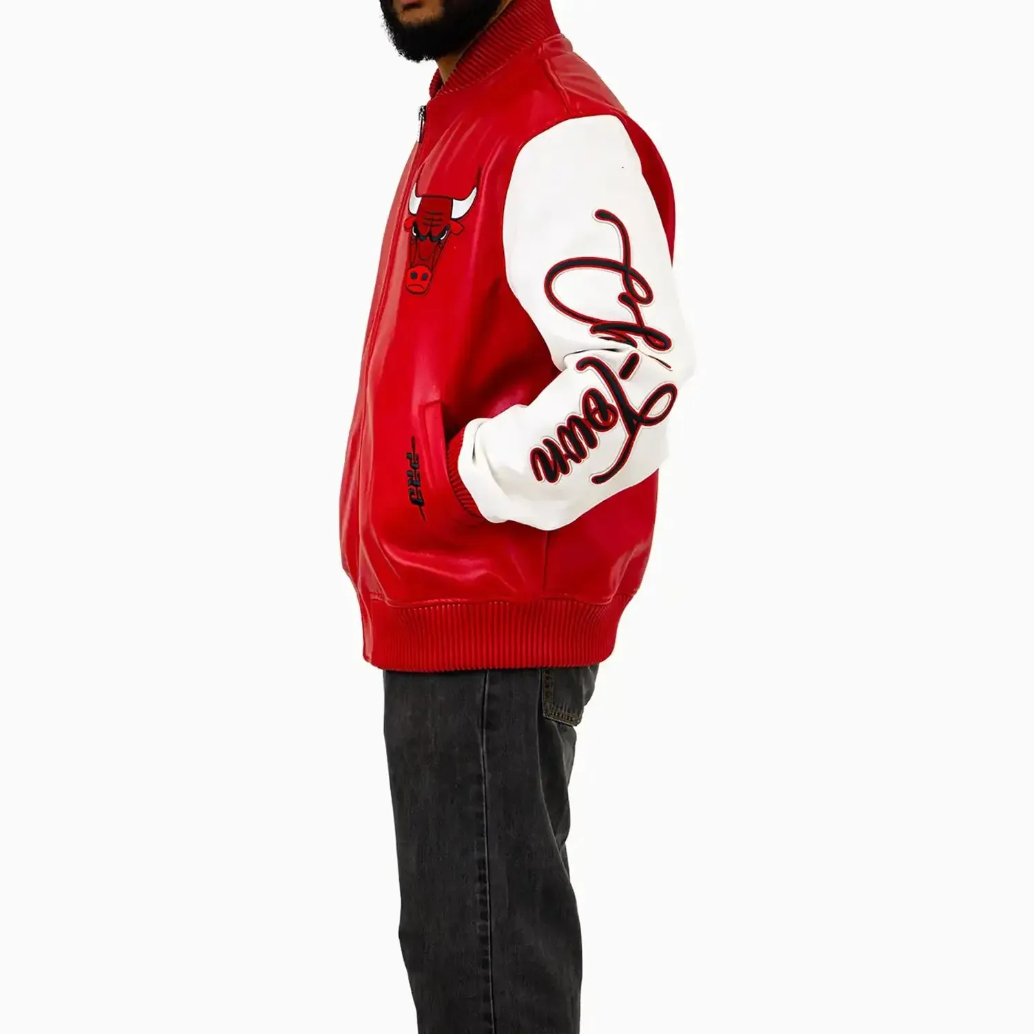Men's NBA Chicago Bulls City Signatures Leather Varsity Jacket