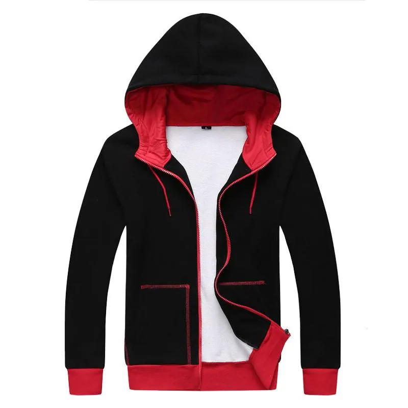 Men's Patchwork Hooded Zip Up Up To 3XL