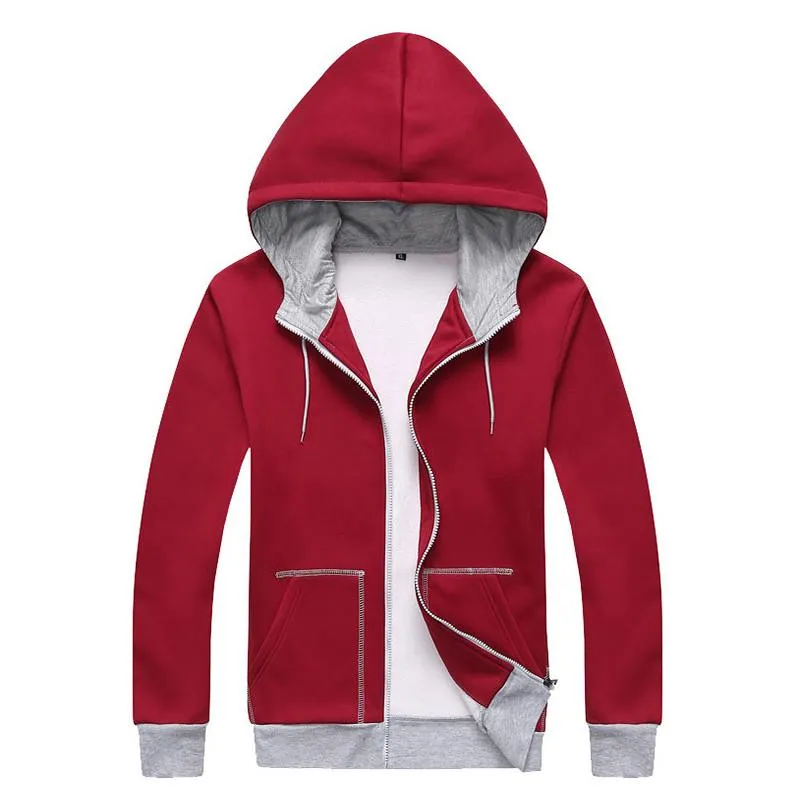 Men's Patchwork Hooded Zip Up Up To 3XL