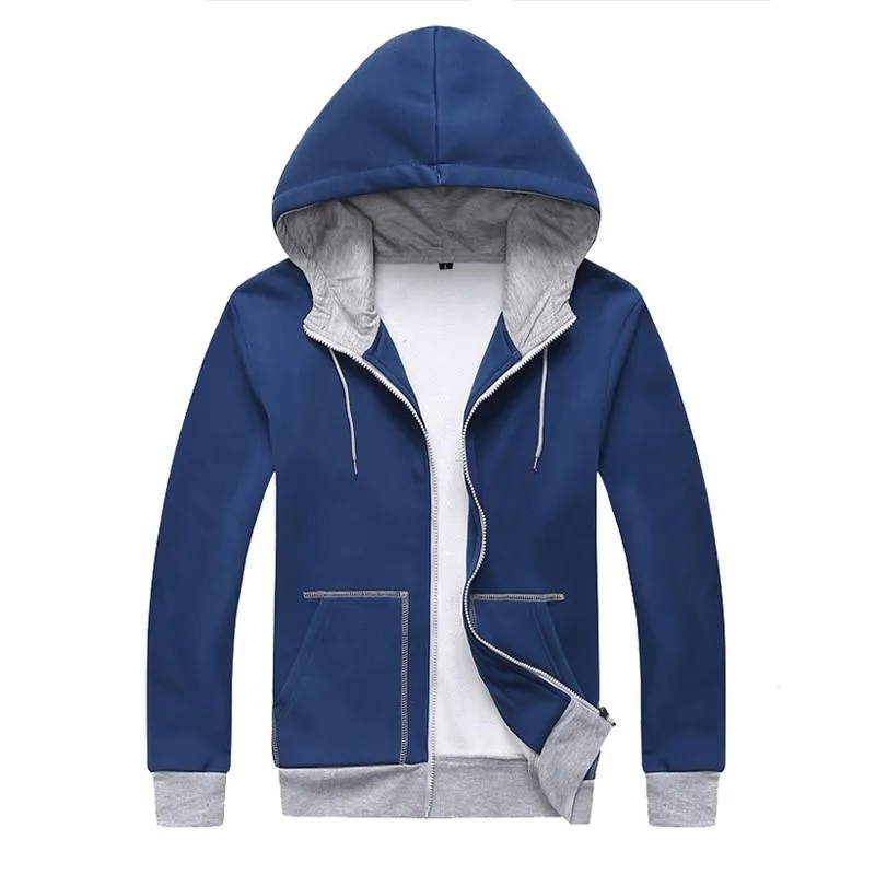 Men's Patchwork Hooded Zip Up Up To 3XL