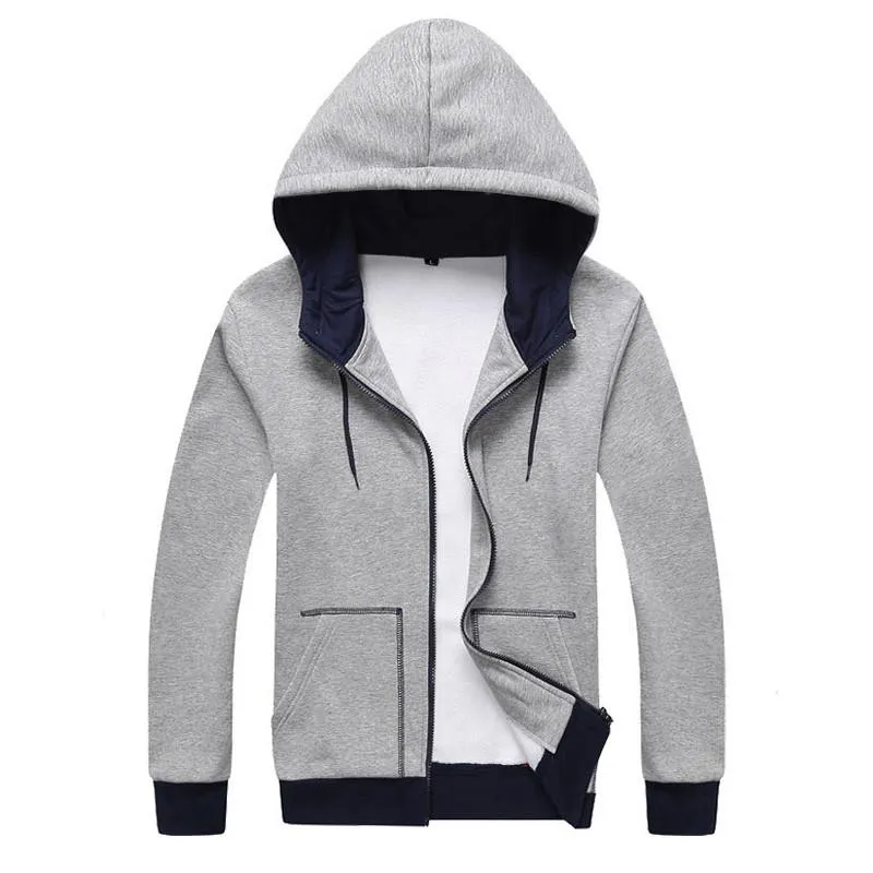 Men's Patchwork Hooded Zip Up Up To 3XL