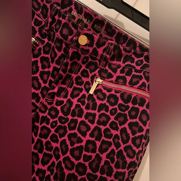 Micheal Kors leopard print Skinny jeans- Hot Pink