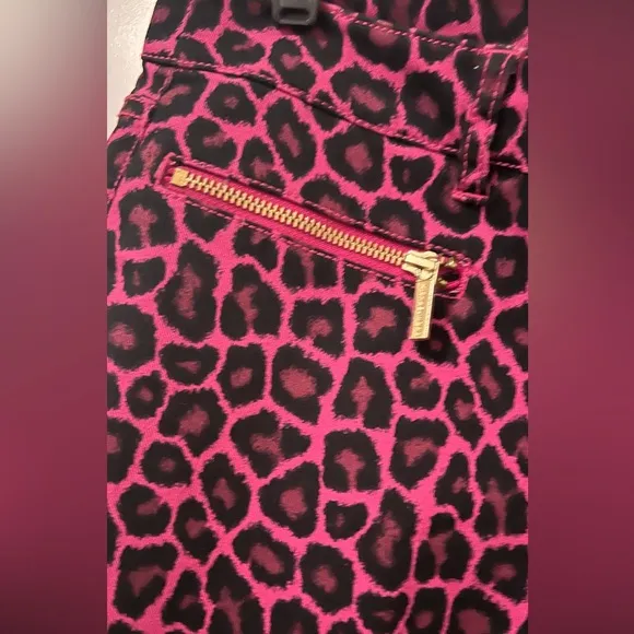 Micheal Kors leopard print Skinny jeans- Hot Pink