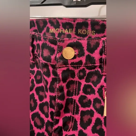 Micheal Kors leopard print Skinny jeans- Hot Pink