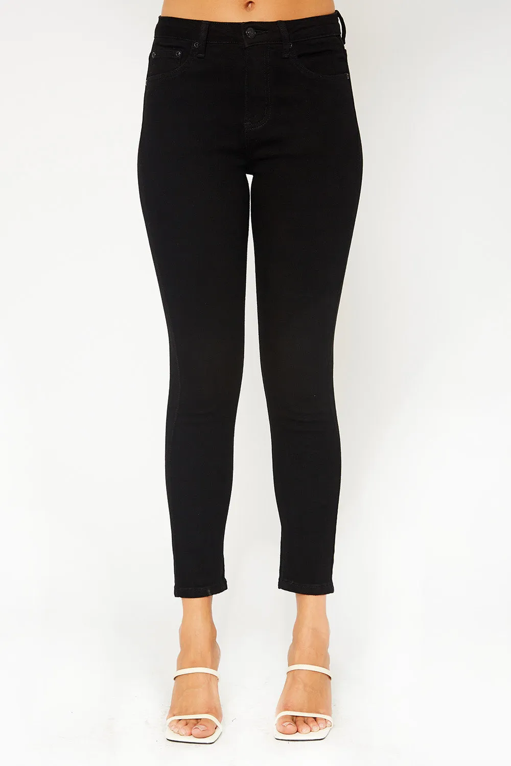 Mid-rise black skinny denim