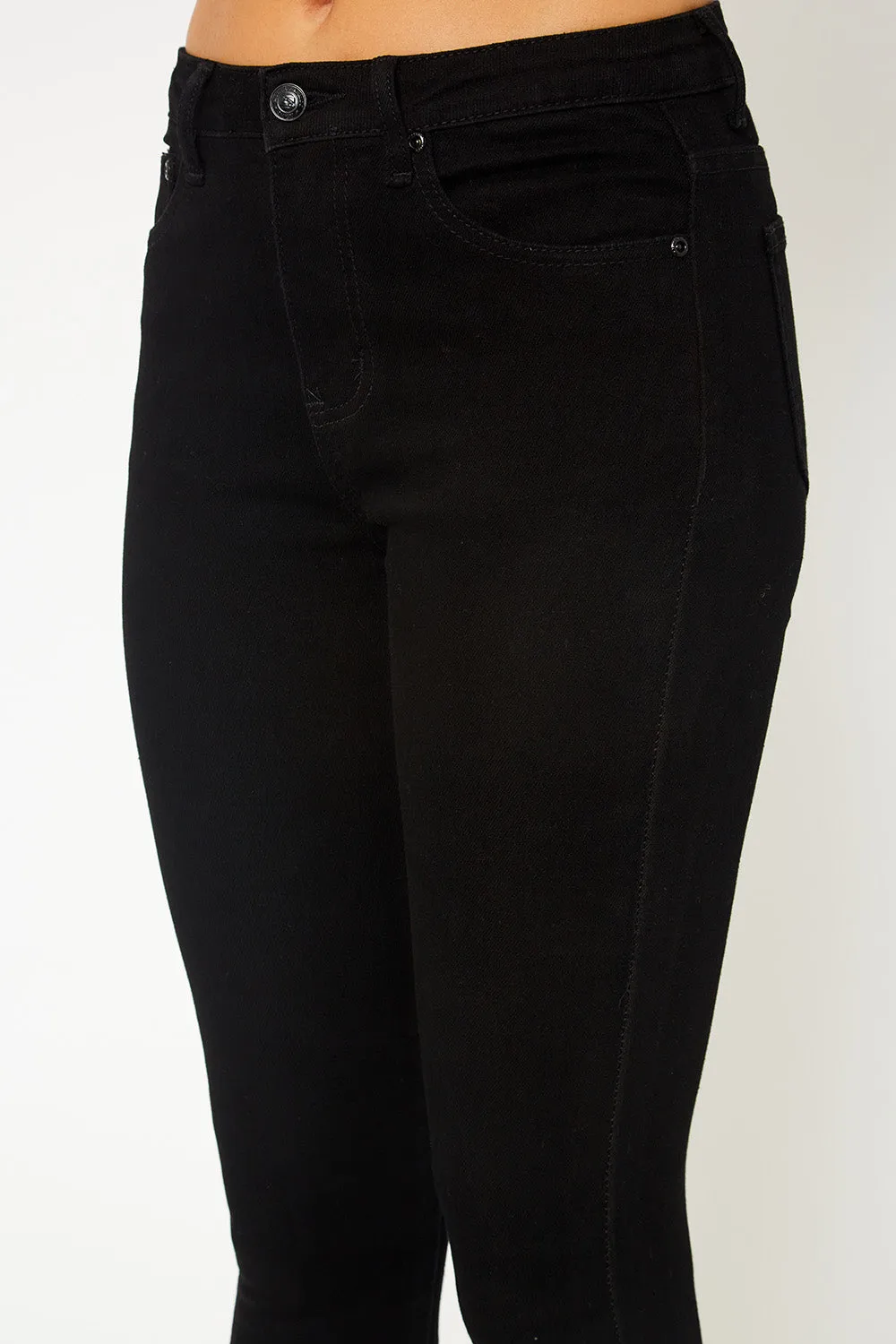 Mid-rise black skinny denim
