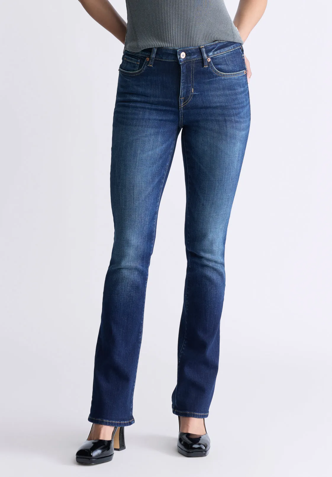 Mid Rise Bootcut Queen Women's Jeans, Vintage Indigo - BL15991