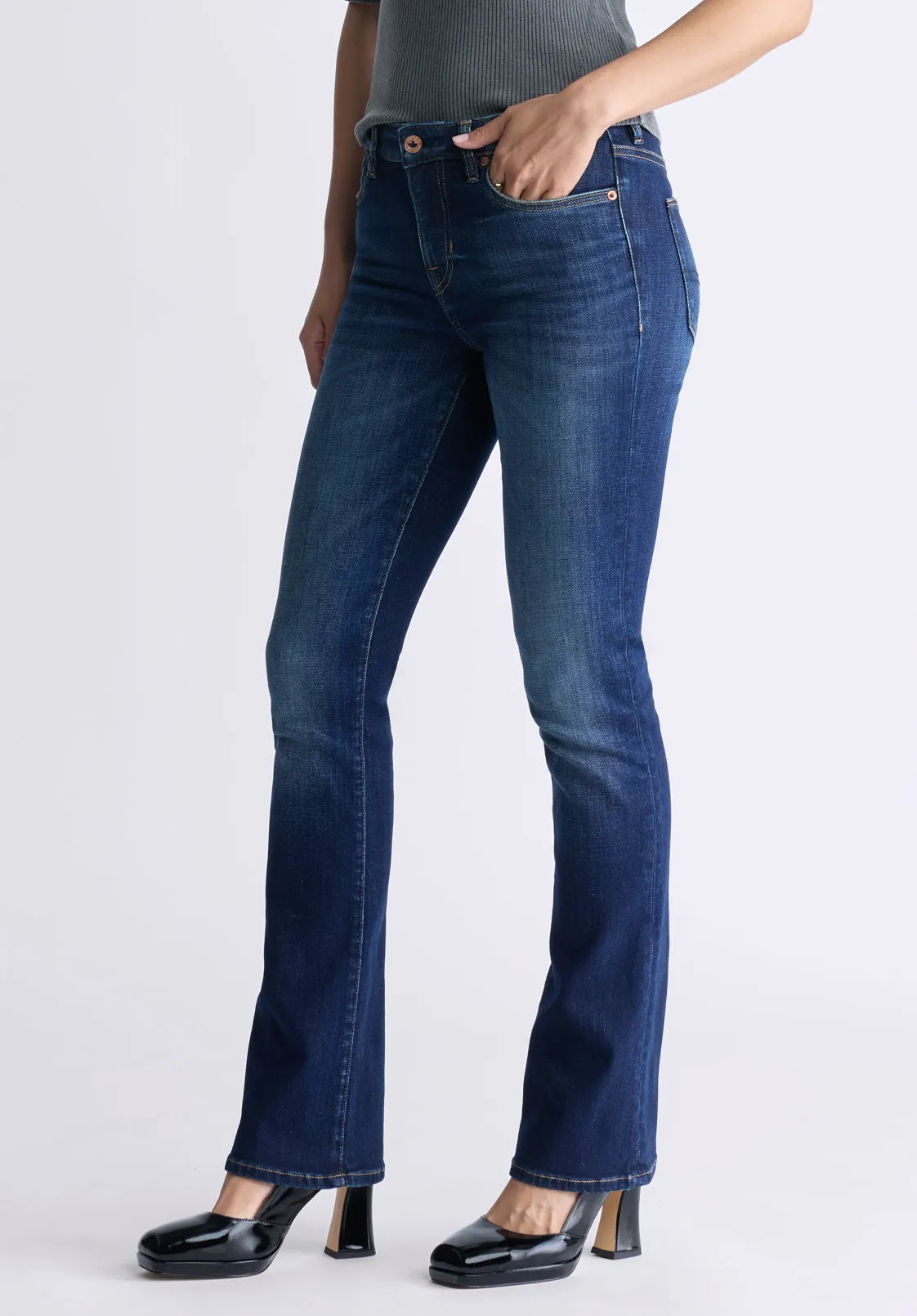 Mid Rise Bootcut Queen Women's Jeans, Vintage Indigo - BL15991