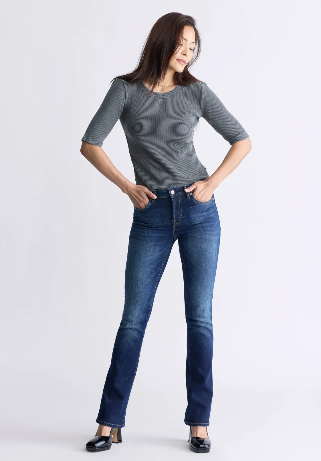 Mid Rise Bootcut Queen Women's Jeans, Vintage Indigo - BL15991