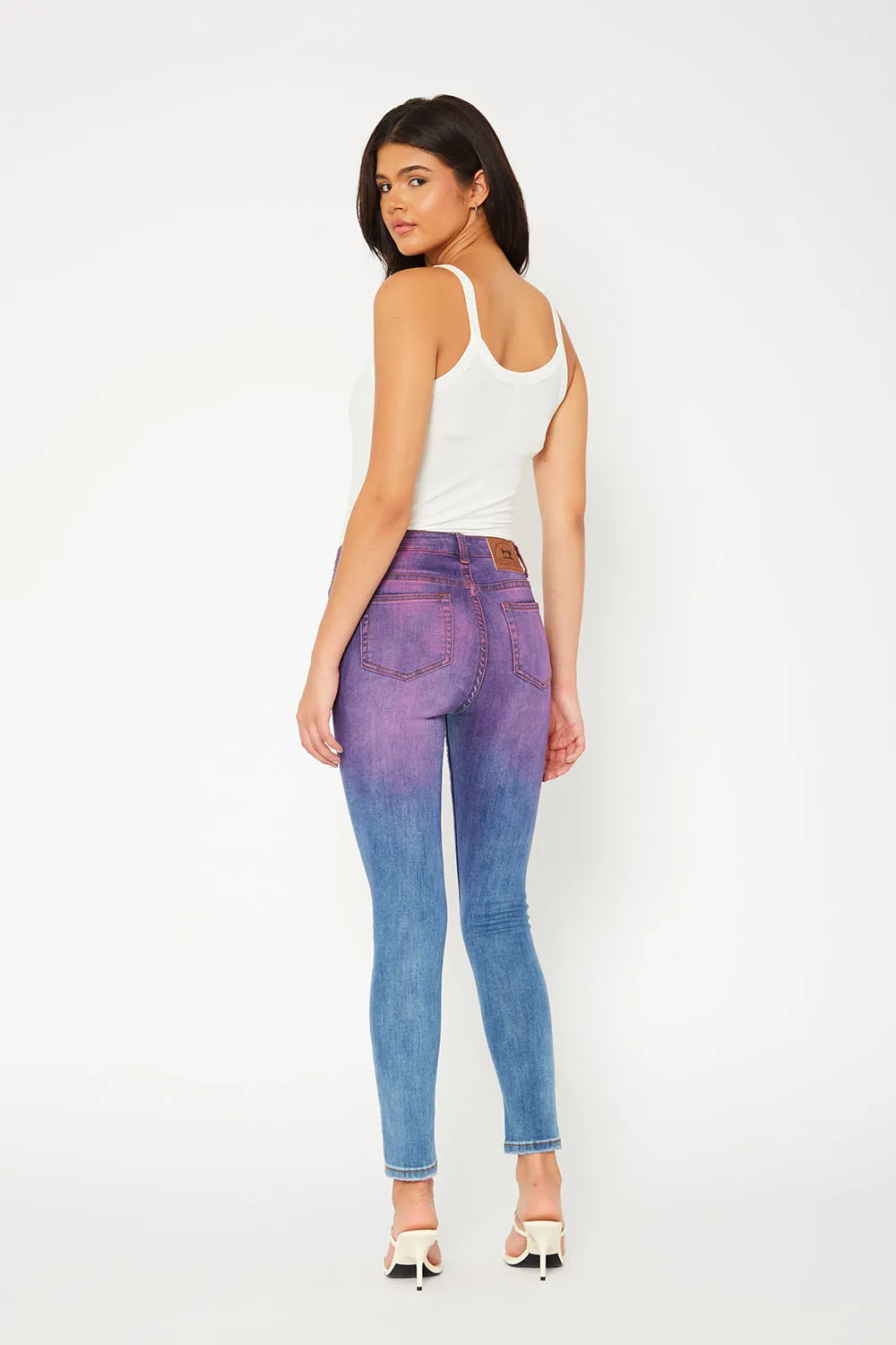 Mid-rise gradient wash denim pants