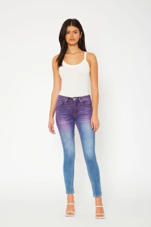 Mid-rise gradient wash denim pants