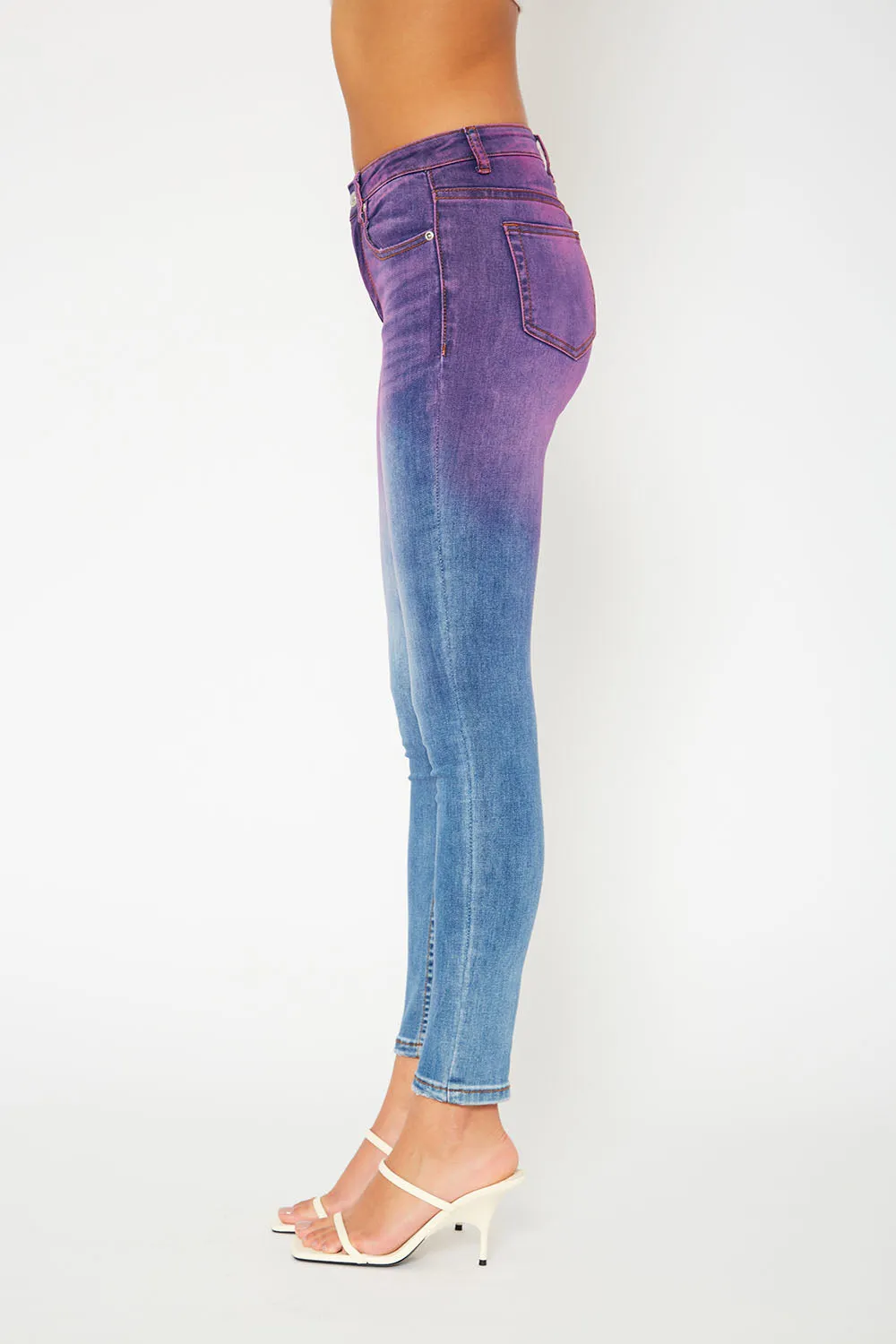 Mid-rise gradient wash denim pants