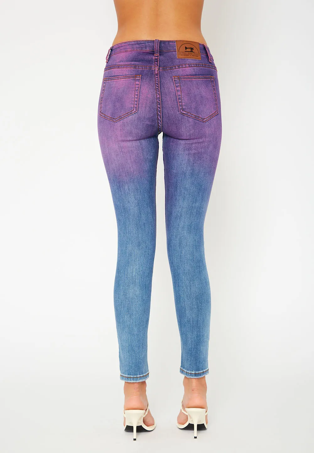 Mid-rise gradient wash denim pants