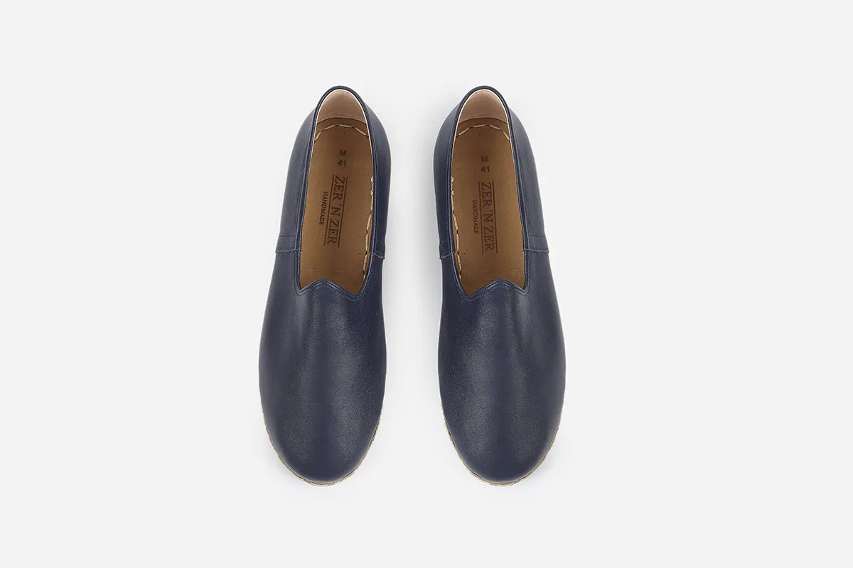 Midnight Blue Handmade Leather Loafers (Men's)