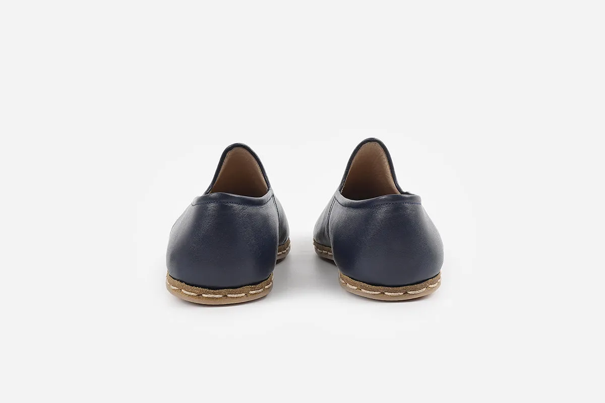 Midnight Blue Handmade Leather Loafers (Men's)