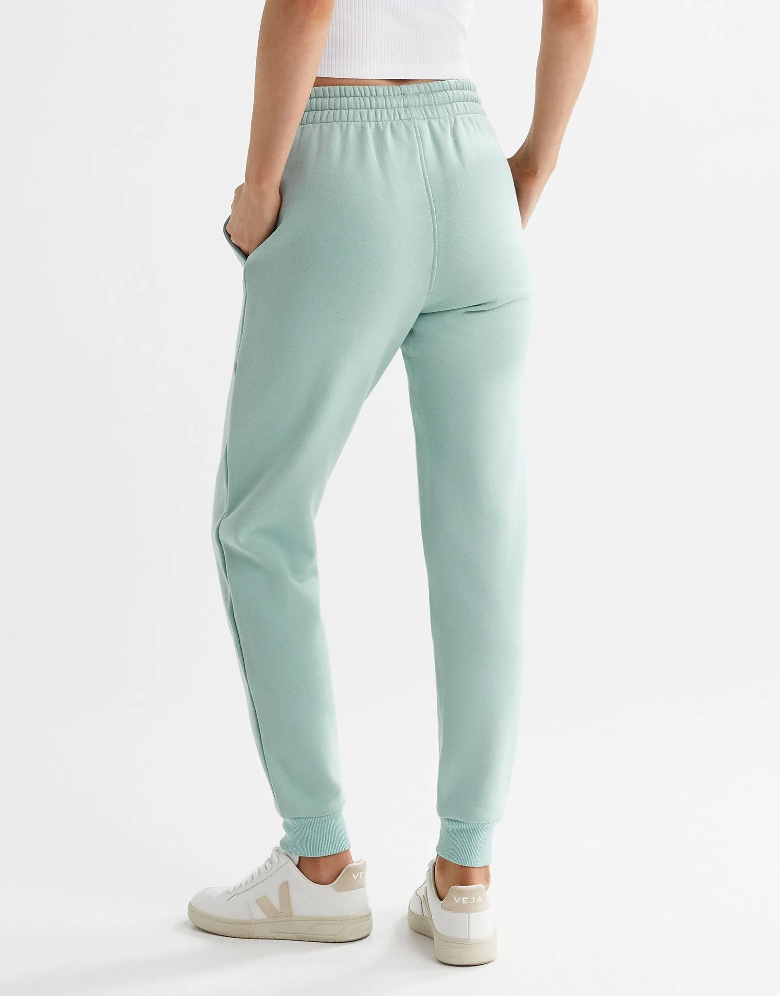 Millie Slim Fleece Trackpant - Sage Green
