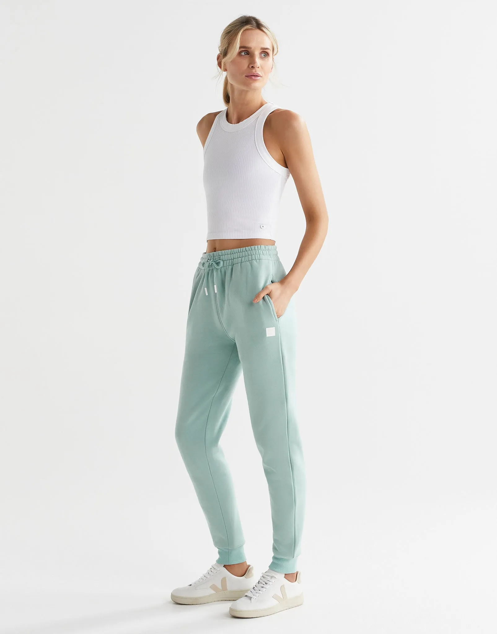 Millie Slim Fleece Trackpant - Sage Green