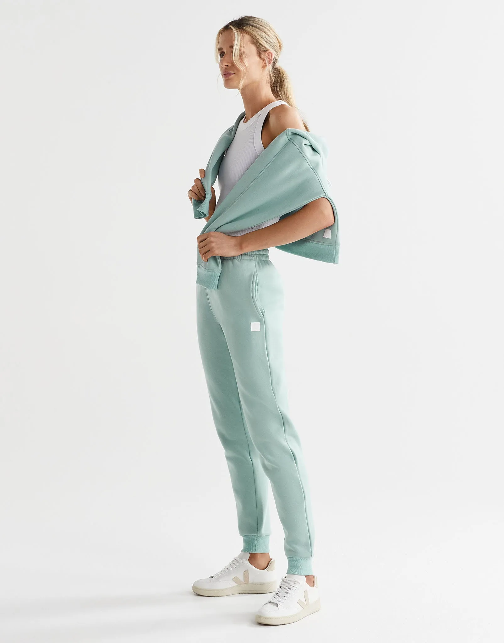 Millie Slim Fleece Trackpant - Sage Green