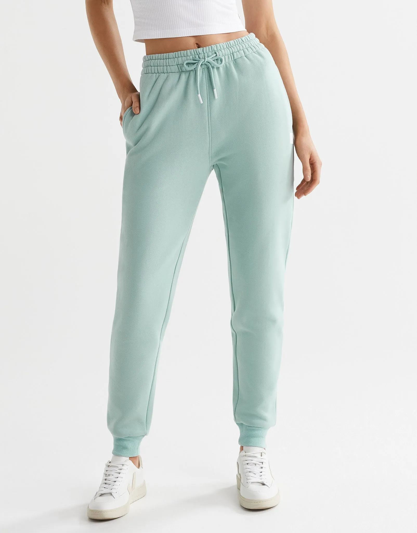 Millie Slim Fleece Trackpant - Sage Green