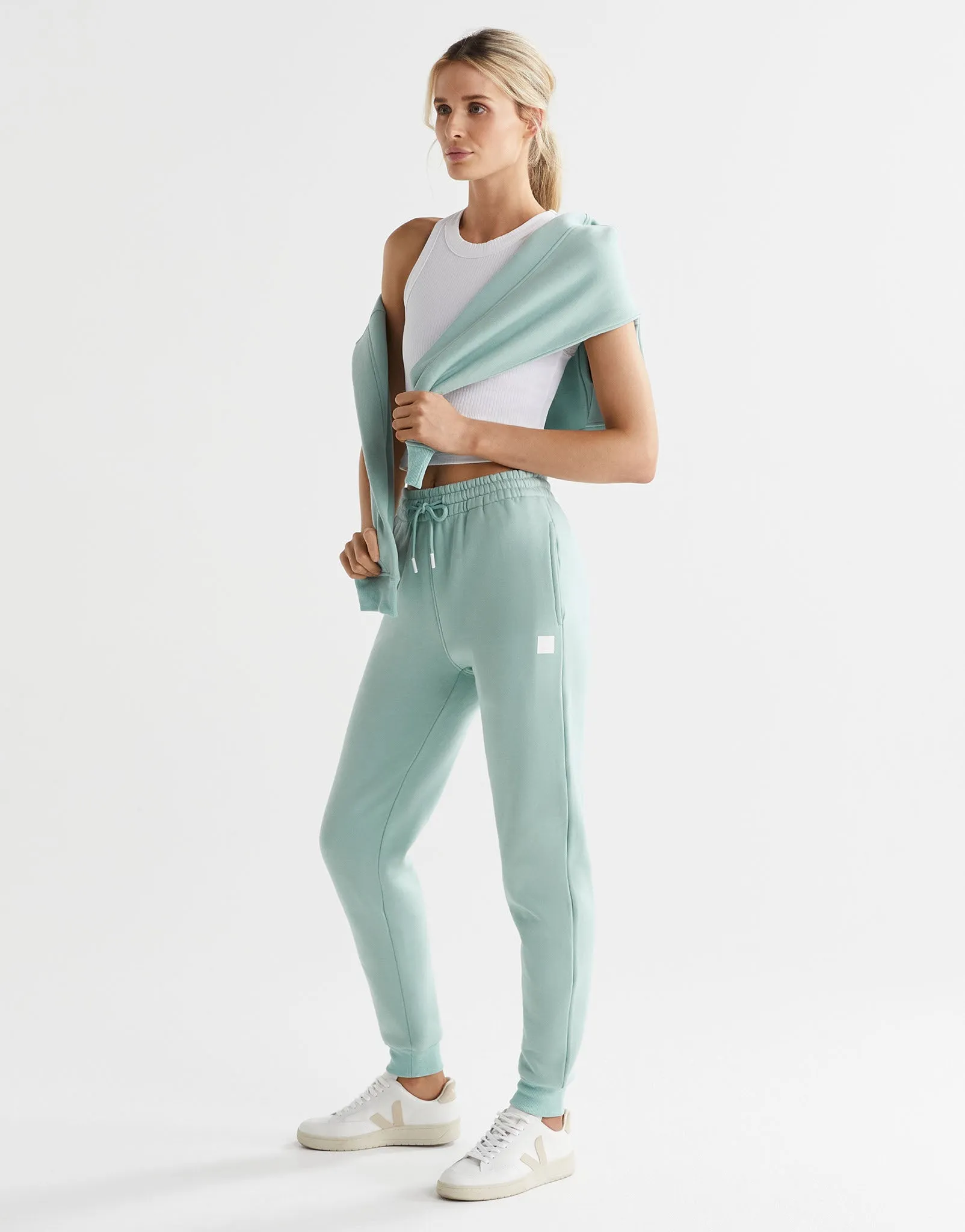 Millie Slim Fleece Trackpant - Sage Green